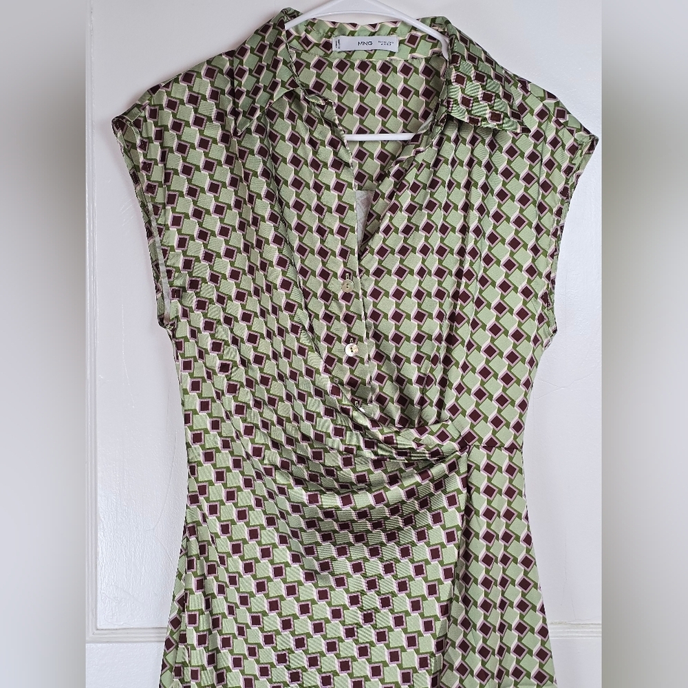MNG Green and Purple Mini Shirt Dress XS - Picture 4 of 11